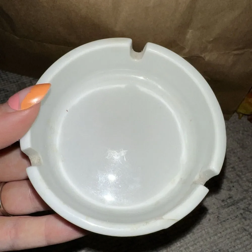 VTG Ashtray Japan Trinket‎ Dish 60 Light Blue Floral Beautiful